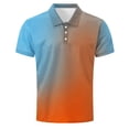 thumbnail image 4 of BRGZLK Polo Shirts for Men Summer Trendy Ombre Short Sleeve Collared Button Golf Shirts Lightweight Breathable Slim Fit Basic Workout Tops Orange L, 4 of 5