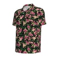 thumbnail image 2 of Balery Rose Flowers Printed Men’s Short Sleeve Polo Shirt, Midweight Men's Shirt,Golf Polo shirts -3X-Large, 2 of 9