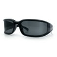 thumbnail image 4 of Womens Trendy Curved Wrap Around Rectangle Thick Temple Plastic Sunglasses All Black, 4 of 8