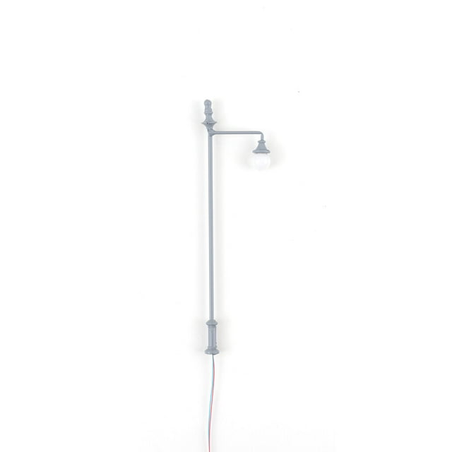 Yuarrent 1: 87 Yard Street Lamps 8.2cm Modelo de una sola cabeza Diseño ferroviario LED Lámpara suave Artesanía Moss Light Miniatura Patio Artesanía Gris/Blanco cálido