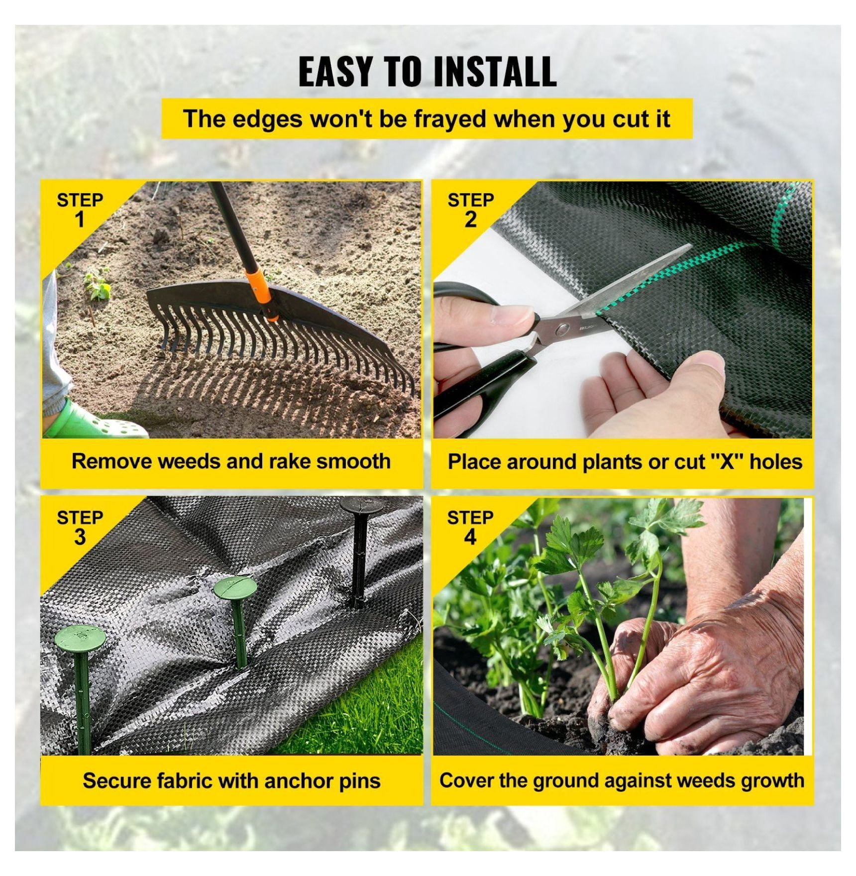 Weed Barrier Fabric 6x300ft, 3.2oz Heavy Duty Weed Control Fabric, Garden Ground Cover for Flower Beds, Landscaping Underlayment, Polyethylene Weed Block