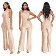 thumbnail image 2 of Women's Jumpsuits Sparkling Sequins High Waisted Waist Smooth Fitted Top Glamorous Fashion Night Party Or formal Occasion Overalls for Women Beige M, 2 of 7