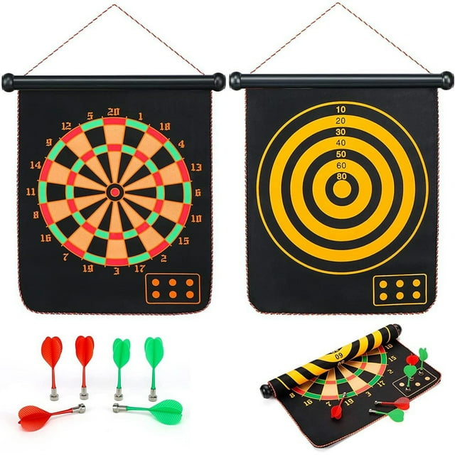 Diana magnética para dardos ∅43*36,5 cm, juego de diana magnética con 6 dardos magnéticos, juego de dardos seguro para niños y adultos. Diana de dardos de doble cara para deportes y ocio en