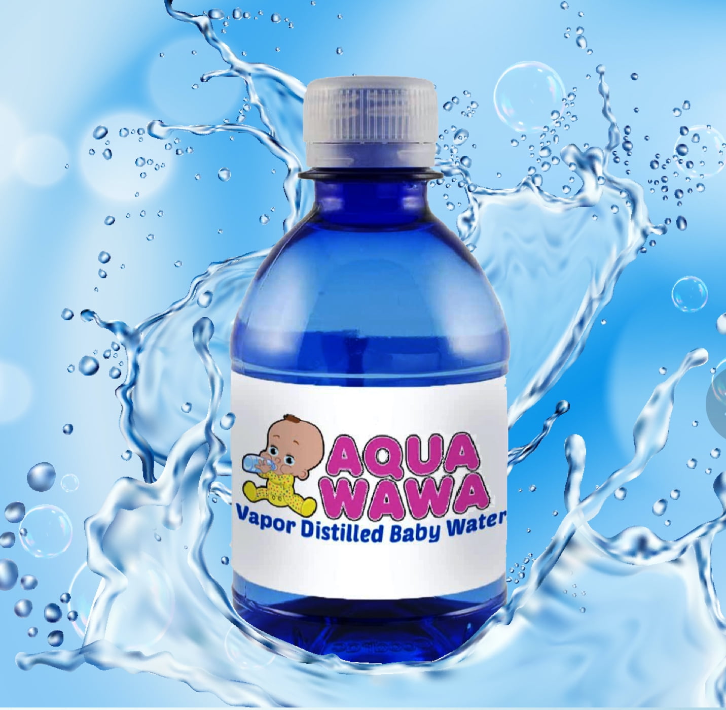 AQUAWAWA Nursery Water For Babies 12 Pack 8 oz Bottles Purified Vapor Distilled | Single Serve | Lightweight for Diaper Bag | BPA, Fluoride, Chemical and Mineral Free | Dr Recommended, Clean, FRESH