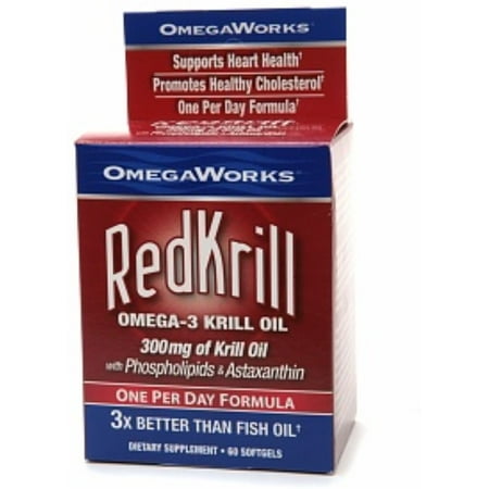 OmegaWorks Red Krill Omega-3 Krill Oil 300 mg Softgels Dietary Supplement 60 Soft Gels (Pack of