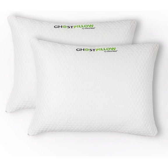 GhostBed Shredded Memory Foam Pillow with Adjustable Gel Memory Foam and Cooling Breathable Cover - Standard Size Shredded Memory Foam Pillows CertiPUR-US Certified 2-Pack