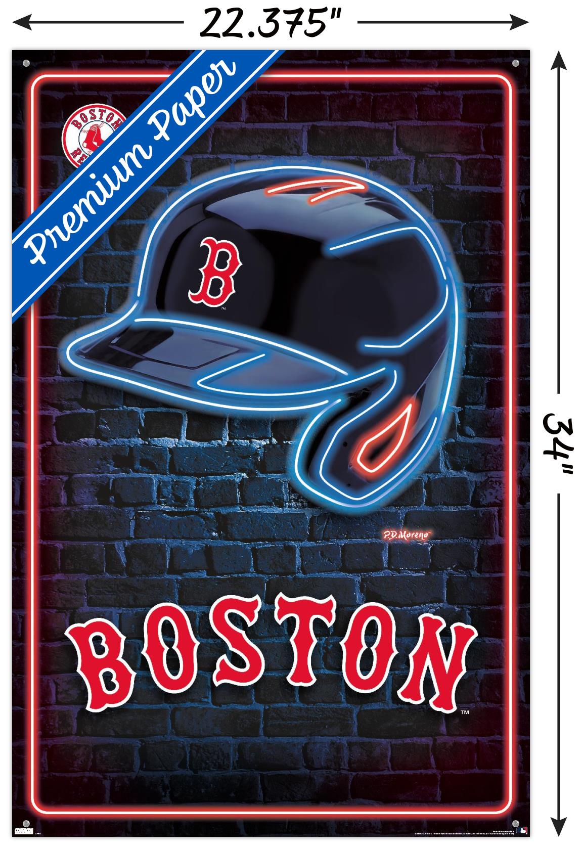 MLB Boston Red Sox - Neon Helmet 23 Wall Poster with Pushpins, 22.375" x 34"
