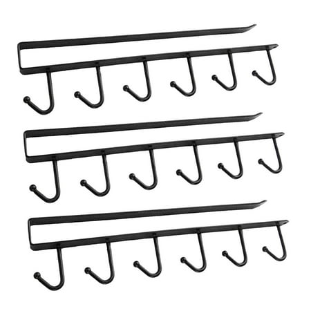 

3PCS Kitchen Storage Rack Cupboard 6 Hooks Under-Cabinet Hanger Rack New Wall Hooks for Hanging Modern