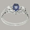thumbnail image 3 of LBG British Made 9k White Gold Natural Sapphire & Diamond Womens Anniversary Ring - 33 size options - Size 8.75, 3 of 9