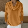 thumbnail image 5 of Women's Velvet Cowl Neck Tops Long Sleeve Casual Dressy Shirts Vintage Elegant Tunic Blouses Holiday Party Clothes Gold S, 5 of 7