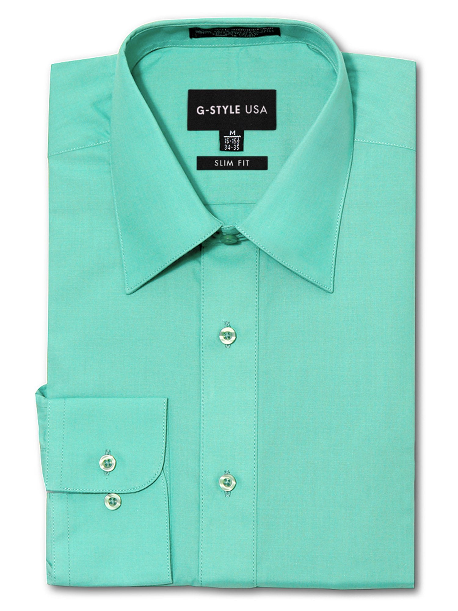 Long Sleeve Dress Shirt - Aqua - 2XL 