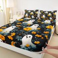 thumbnail image 3 of Manfei Cartoon Skull Fitted Sheet Queen,Fall Turkey Print Halloween Bedding,3pcs,1 Fitted Sheet and 2 Pillowcases, 3 of 6