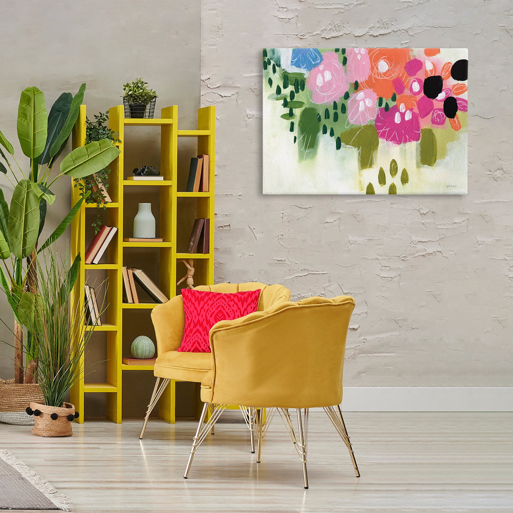 Stupell Industries Abstract Brushed Floral Botanical & Floral Painting Gallery Wrapped Canvas Art Print Wall Art, 36 x 24