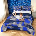 thumbnail image 3 of Manfei Rustic Camouflage Full Size Comforter Sets, Mid Century Camo Bedding Comforter Set, Ocean Blue, Blue Reversible, 3pcs, 1 Comforter and 2 Pillowcases, 3 of 7