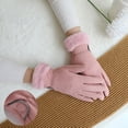 thumbnail image 3 of 1 Pair Women Winter Knitted Touch Screen Riding Gloves Warm Anti-slip Fleece Lining Elastic Button Cuffs Windproof Gloves, 3 of 10
