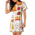 thumbnail image 2 of Balery Thanksgiving Camisón de manga corta con cuello redondo para mujer, cómodo y elegante., 2 of 6