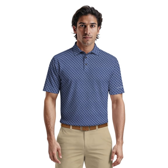 Ben Hogan Men's & Big Men's Performance Palm Tree Argyle Short Sleeve Polo Shirt, up to 5XL