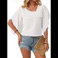 thumbnail image 1 of Blusas Informales Elegantes para Mujer, Blusas Asimétricas de Cuello en V para Trabajo, Camisas de Verano con Mangas con Volantes. L, 1 of 7