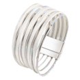 thumbnail image 4 of Pulsera rígida para mujer de cuero sintético PU, duradera, versátil, fácil de usar, multicapa. Blanco, 4 of 9