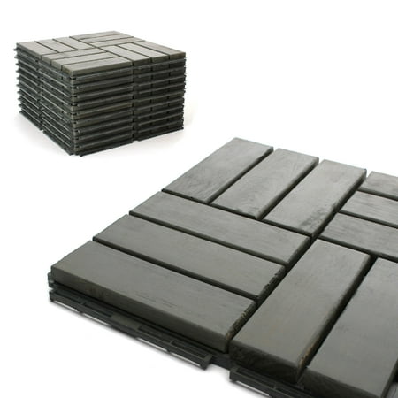 Deck Tiles - Patio Pavers - Acacia Wood Outdoor Flooring - Interlocking Patio Tiles - 12