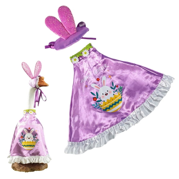 Yhuaoa Summer Flower Goose Outfit Set Plastic Statue Lawn Porch Goose Clothes Floral Fancy Skirt Spring Summer Costume for Indoor Outdoor Patio Yard Lawn Art Decor,S