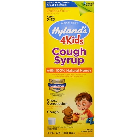 Hyland's Cough Syrup with 100% Natural Honey 4 Kids 4 oz (Pack of 3)