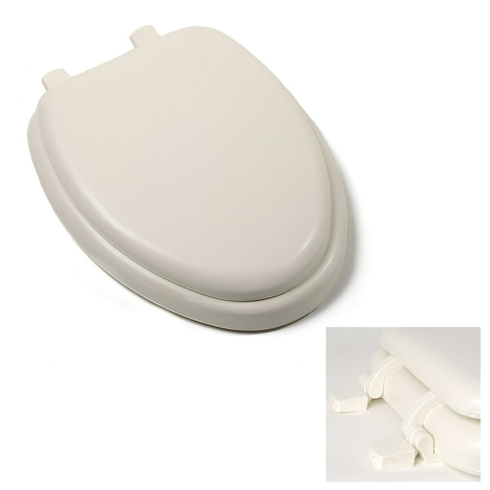 Deluxe Bone Elongated Soft Cushioned Padded Toilet Seat with Closed
