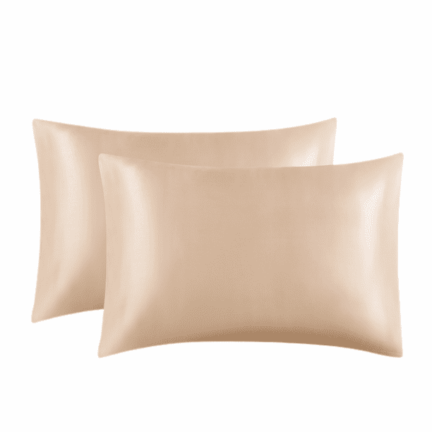 Satin Pillowcases Standard Set of 2 Khaki Pillow Cases for Hair and