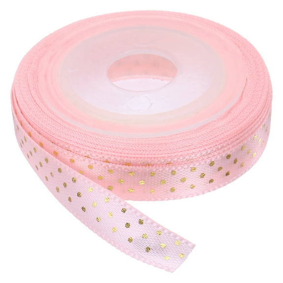 Grosgrain Ribbons 5 Yards 1/4 Inch Pink Gold Dots Ribbon for Crafts Gift Wrapping Wedding