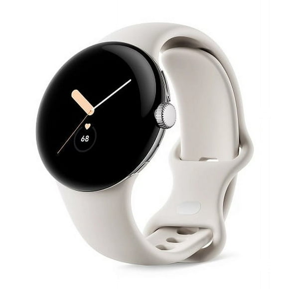 Refurbished Google GA03182-US Pixel Watch Stainless Steel Smartwatch 41mm with Active Band Wifi/BT - Silver/Chalk