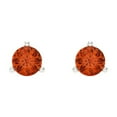 thumbnail image 3 of Clara Pucci 0.5 ct Brilliant Round Cut Studs VVS1 Genuine Conflict free Red Zircon Solid 18K White Gold Designer Everyday Earrings Screw back, 3 of 5