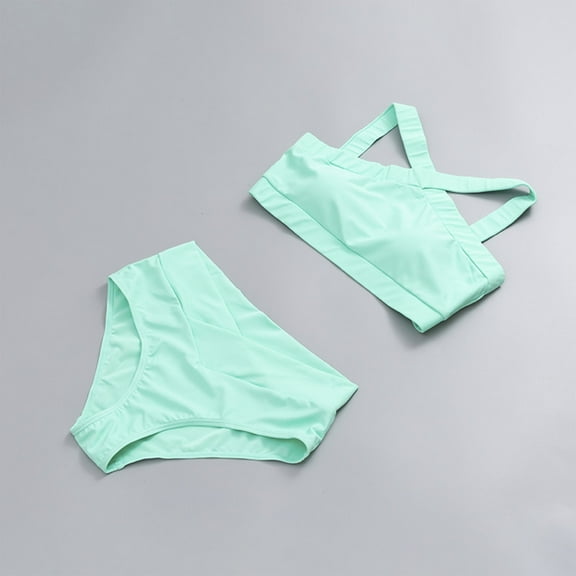 Summer Clearance!KkSLirnhs 10Y Girls Swimsuits 7-16 10-14 Years Girls' Bikini Swimwear Fashion Adult Swimwear Split Swimwear Green