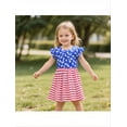 thumbnail image 2 of DDSOL Toddler Girls Dresses American Flag Sundresses Ruffle Sleeves One-Piece Blue 2T, 2 of 7