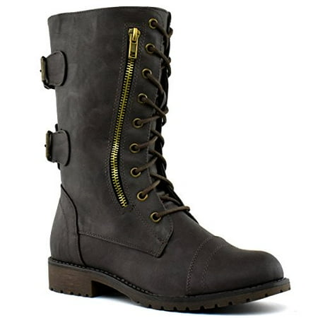 Lace Pac Boot - Top Moda Women's Pack-72 Lace Up Combat Boot, TPS Pack Brown Size 7