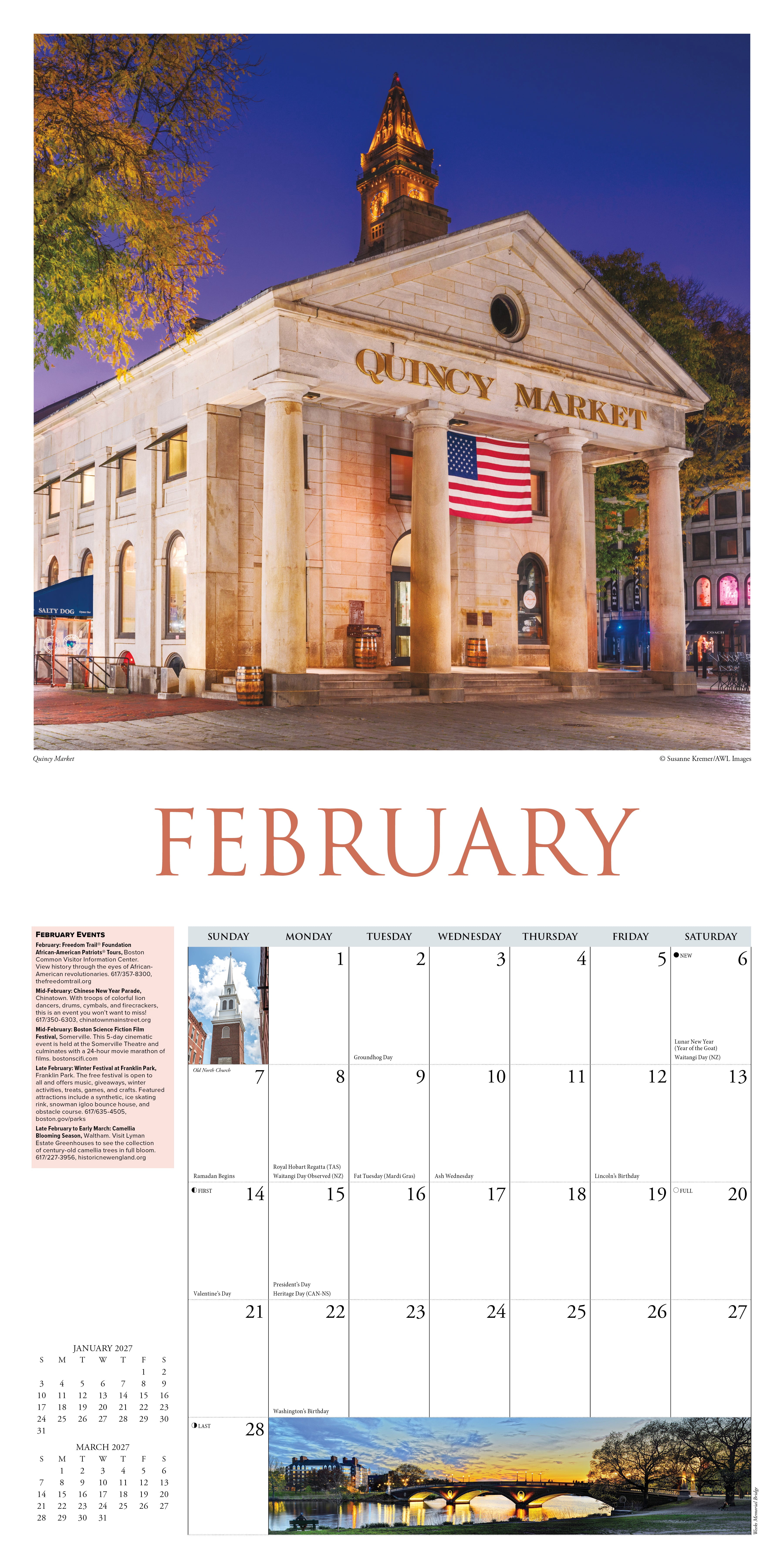 Willow Creek Press, Boston 2027 Wall Calendar