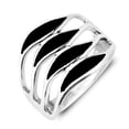 thumbnail image 3 of Amazing Waves of Color Simulated Black Onyx Inlay Sterling Silver Ring-8, 3 of 5