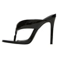 thumbnail image 2 of FSJ Women Round Open Toe Thong Stiletto Mule Sandals High Heel Slip On Flip Flops Comfortable Summer Shoes Size 11 Black, 2 of 4