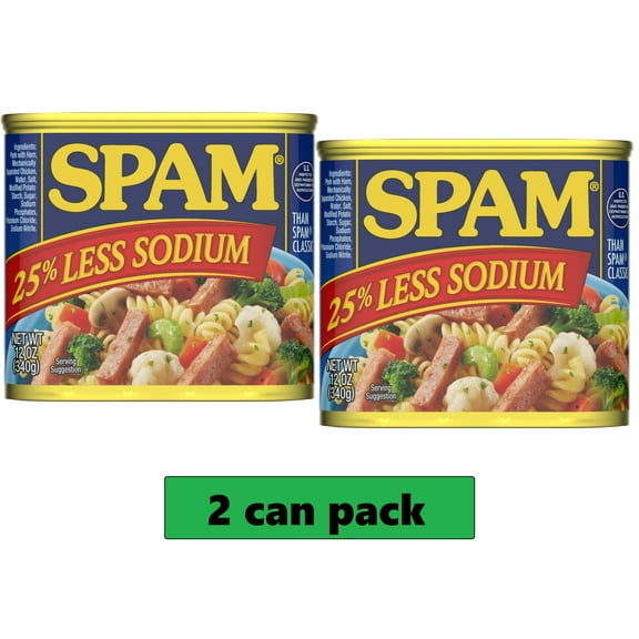 SPAM 25% Less Sodium, 7 g of protein, Shelf-Stable, 12 oz Aluminum 2 Can