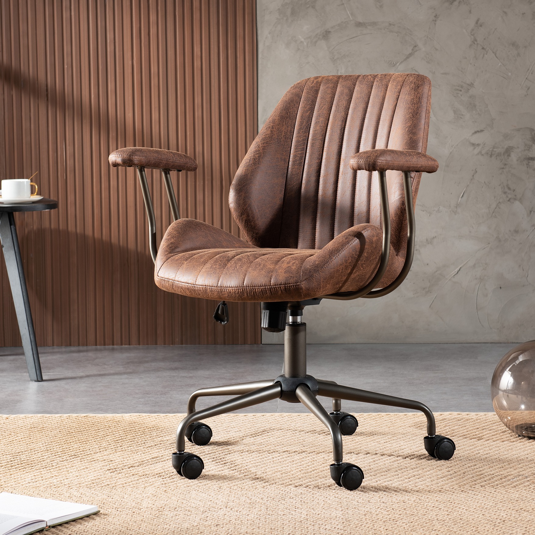 Ovios Ergonomic Office Chair Modern Computer Desk Suede Fabric Desk Chair with Lumbar Support for Home Office - image 2 of 8
