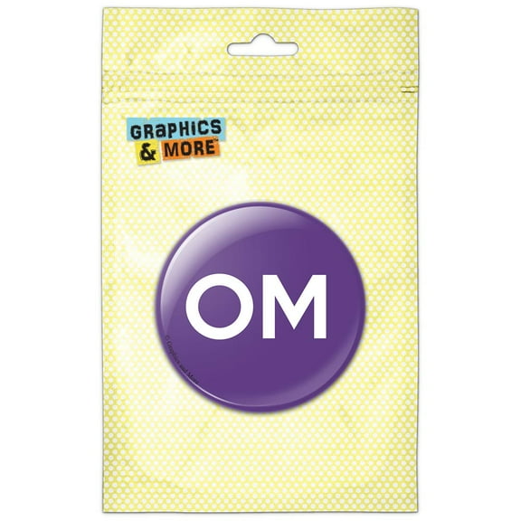Om Yoga Meditation White on Purple Pinback Button Pin Badge