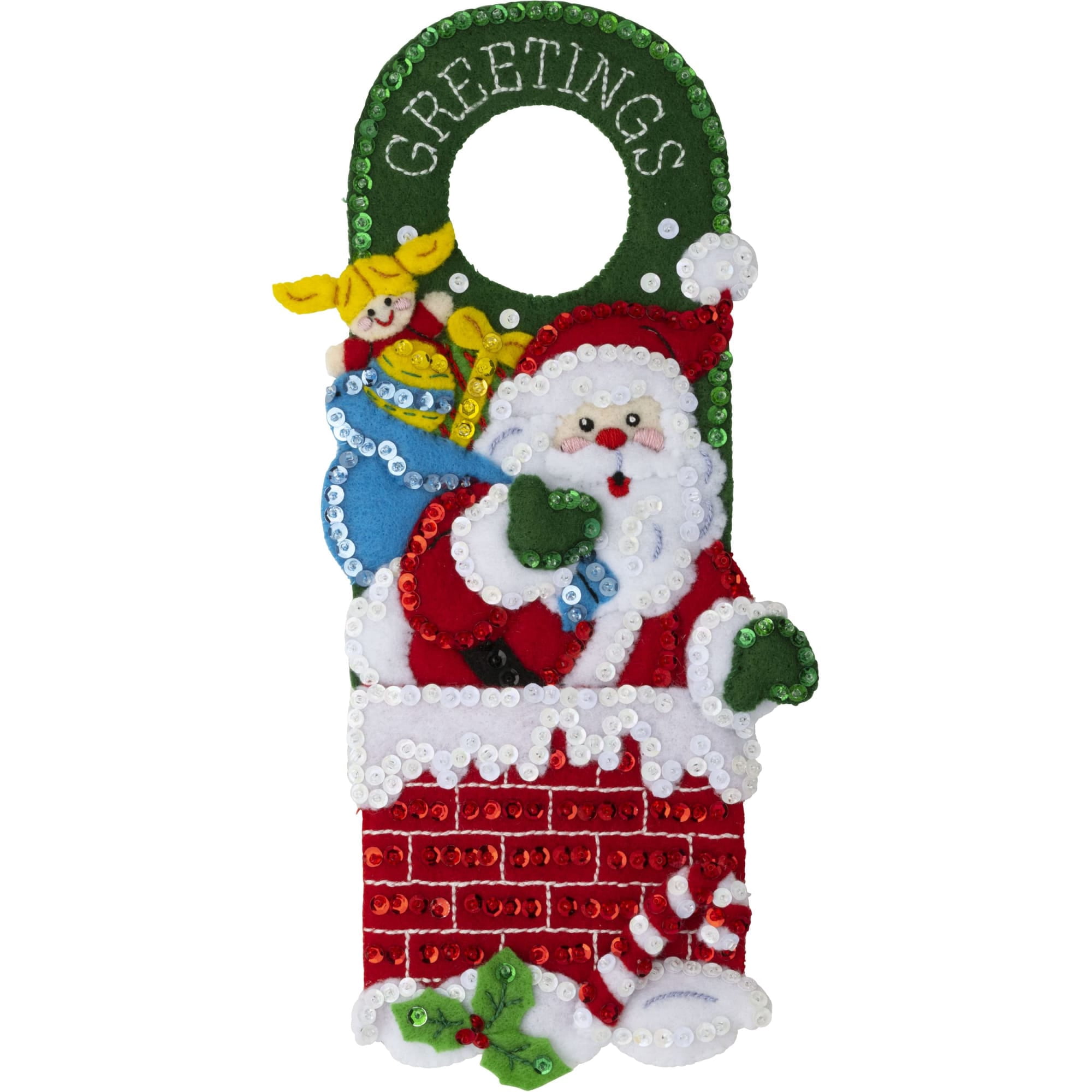 Bucilla Felt Holiday Door Hangers Kit, Set of 2, 5 x 11 in