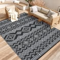 thumbnail image 2 of Garvee Outdoor Area Rug 9'x12' Waterproof Outdoor Carpet, Boho Plastic Straw Rug RV Mat for Picnic, Deck, Balcony, Beach, Patio, Black and White, 2 of 8