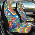 thumbnail image 3 of Yuyamidu Hippie Flowers Car Seat Covers Waterproof Front Seat Covers Universal Fit Most Cars, SUV, Trucks Floral Stretch Fabric Cover Protection Auto Interior Accessories, 3 of 7