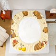 thumbnail image 4 of Manfei Vinrage Boba Capybara Fitted Sheet Queen, Flower Animal Bedding, Mustard Yellow, 3pcs, 1 Fitted Sheet and 2 Pillowcases, 4 of 6