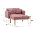 thumbnail image 7 of Accent Chair, Modern Velvet Chaise Lounge Chair with 2 Pillows, Upholstered Single Sofa Chair with 3 Adjustable Angles, Convertible Sleeper Chair with Metal Legs for Bedroom Living Room, Brush Pink, 7 of 7