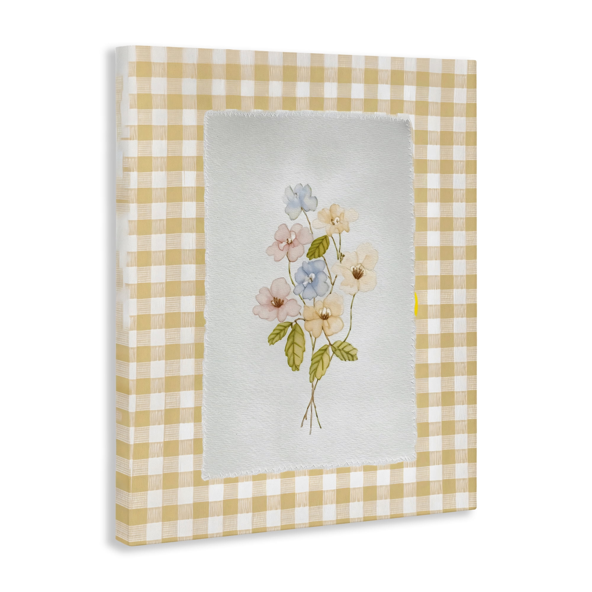 Stupell Industries Soft Gingham Flowers Canvas Wall Art, design by Arlington Prints