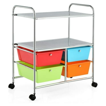4 Drawers Storage Drawer Cart Tools Office School Paper Organizer Rolling Storage Cart with Wheels Colorful