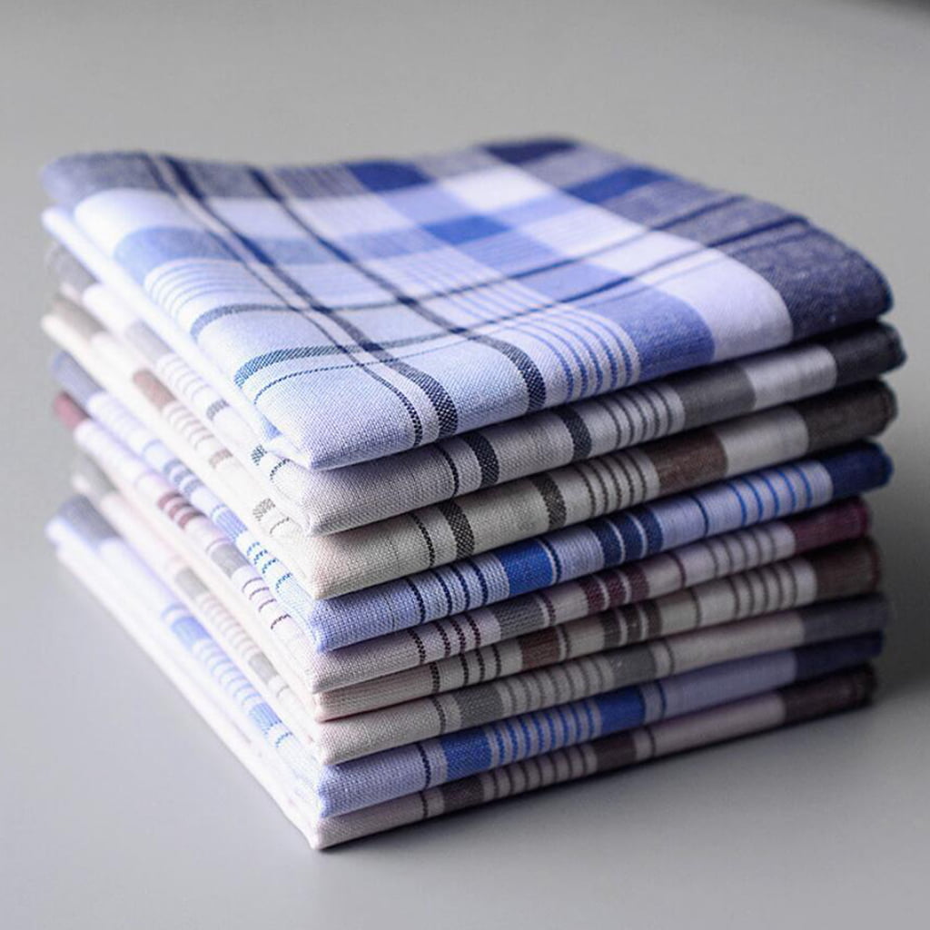 10x Men's Cotton Handkerchief Light Color Premium Pocket Square Gift Set 