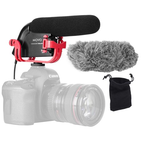 Movo VXR4000R Directional Shotgun Condenser Video Microphone with Shockmount Low Cut Filter Foam