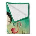 thumbnail image 2 of Mural Soft Flannel Fleece Throw Blanket, Fictional Scene of Little Girl with Blue Polka Dotted Dress Holding a Flamingo Toy, Cozy Plush for Indoor and Outdoor Use, 70" x 90", Multicolor, by Ambesonne, 2 of 5